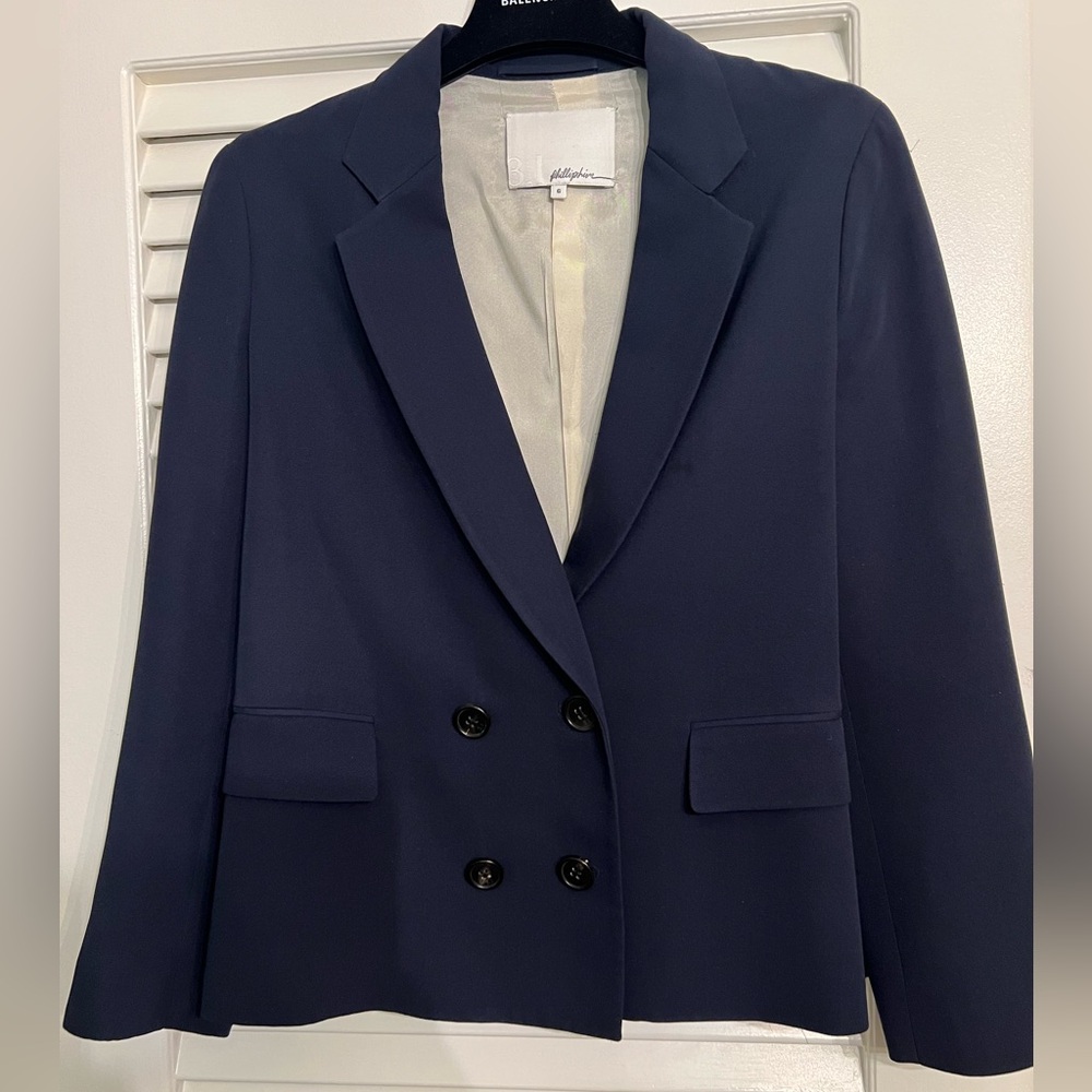 3.1 Phillip Lim Women's Navy Double-Breasted Blazer